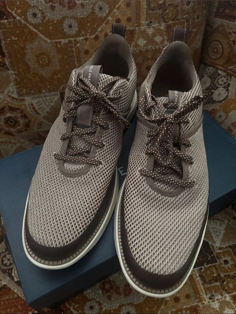Cole Haan Men's Knit Lace-Up Sneakers in Taupe and Brown